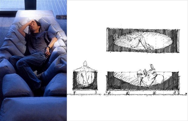 舟のようなくぼみを持つ家具のドローイング 横須賀の設計事務所 小形徹 小形 祐美子 プラス プロスペクトコッテージ 一級建築士事務所による設計